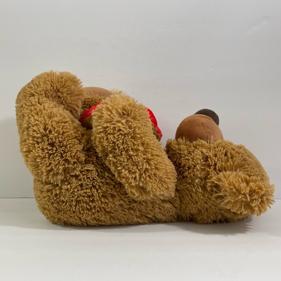 Brown Bear Holding Red Rose Heart Pillow Plush Stuffed Animal. - Picture 6 of 12